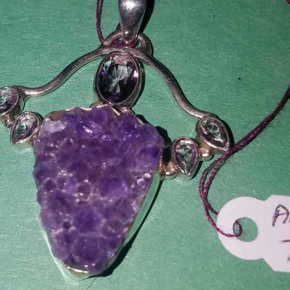 New Sterling silver Amethyst & mystic topaz pendant - Picture 3 of 5